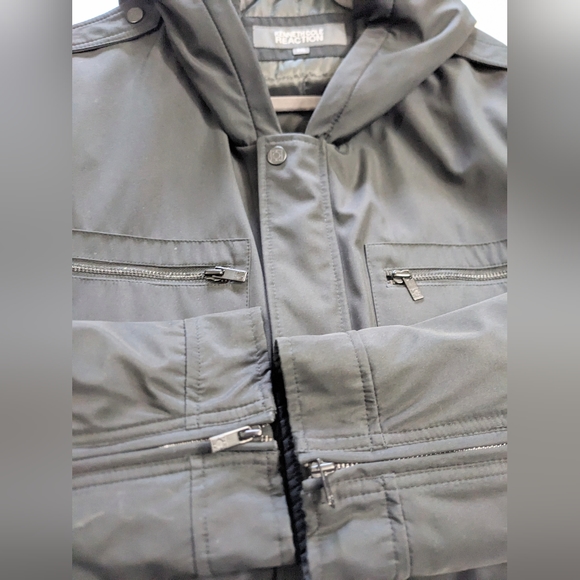 KENNETH COLE REACTION, Black zip up, button up, Hooded Coat, Size XXL. - Picture 4 of 9